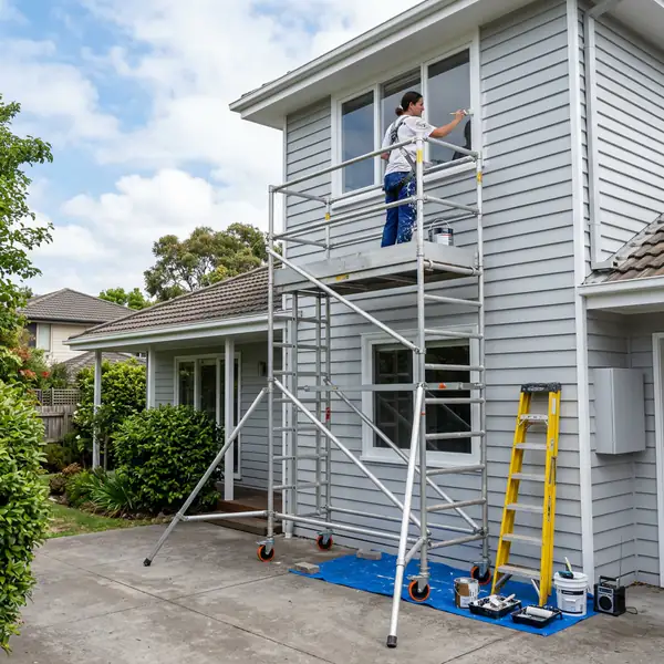 Lightweight mobile scaffold tower application for residential painting work